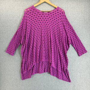 Feather Clothing Purple CutOut Oversize Top Bamboo Cotton Shirt Lagenlook‎ M / L